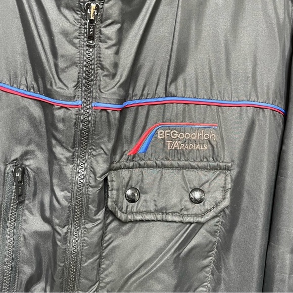 VTG BF Goodrich Satin Bomber Jacket Style Black Medium - Picture 8 of 11